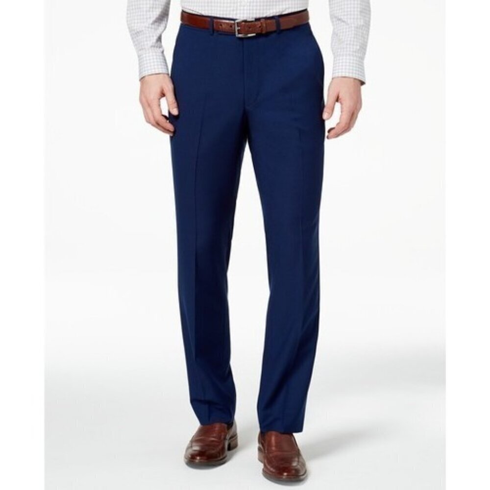 NEW Kenneth Cole Reaction Men's 40x30 Super Flex Waistband Dress Pants Blue